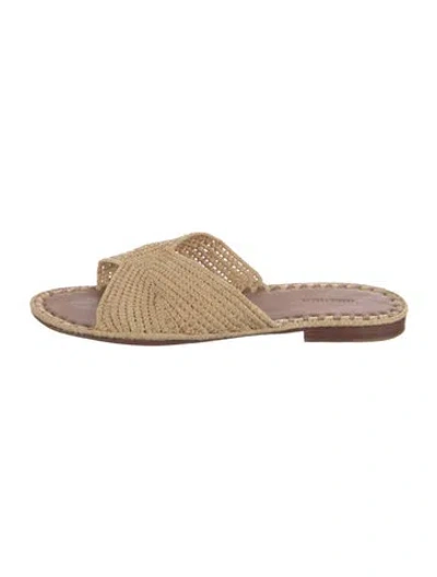 Pre-owned Carrie Forbes Raffia Slides In Neutrals