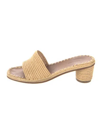 Pre-owned Carrie Forbes Raffia Slides In Neutrals