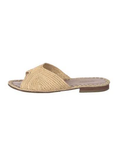 Pre-owned Carrie Forbes Raffia Slides In Neutrals