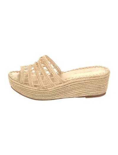 Pre-owned Carrie Forbes Raffia Whipstitch Trim Espadrilles In Neutrals