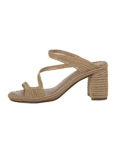 Pre-owned Carrie Forbes Raffia Whipstitch Trim Sandals In Neutrals