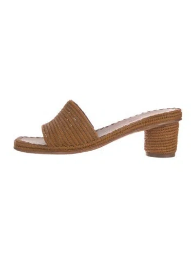 Pre-owned Carrie Forbes Rattan Slides In Brown