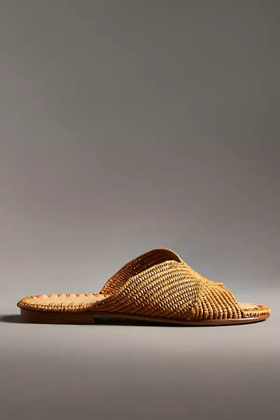 Carrie Forbes Salon Woven Slide Sandals In Beige