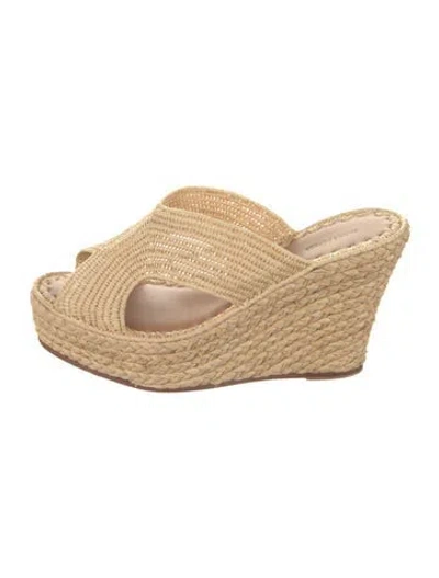 Pre-owned Carrie Forbes Straw Braided Accents Espadrilles In Neutral