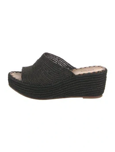 Pre-owned Carrie Forbes Straw Espadrilles In Black