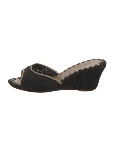 Pre-owned Carrie Forbes Straw Espadrilles In Black