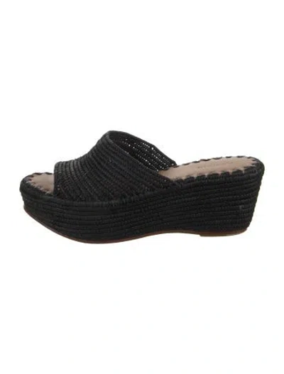 Pre-owned Carrie Forbes Straw Espadrilles In Black