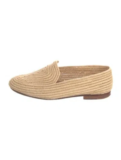 Pre-owned Carrie Forbes Straw Loafers In Neutrals