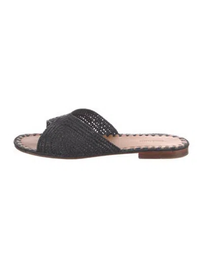 Pre-owned Carrie Forbes Straw Mules In Black