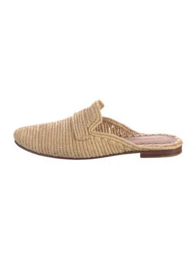 Pre-owned Carrie Forbes Straw Mules In Neutral