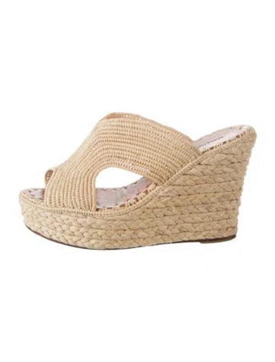 Pre-owned Carrie Forbes Straw Mules In Neutrals