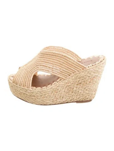 Pre-owned Carrie Forbes Straw Mules In Neutrals