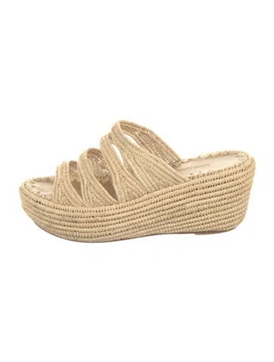 Pre-owned Carrie Forbes Straw Sandals In Neutral