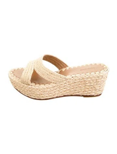 Pre-owned Carrie Forbes Straw Sandals In Neutrals