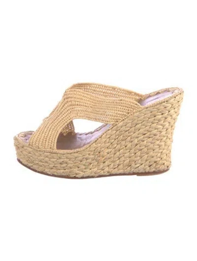 Pre-owned Carrie Forbes Straw Sandals In Neutrals