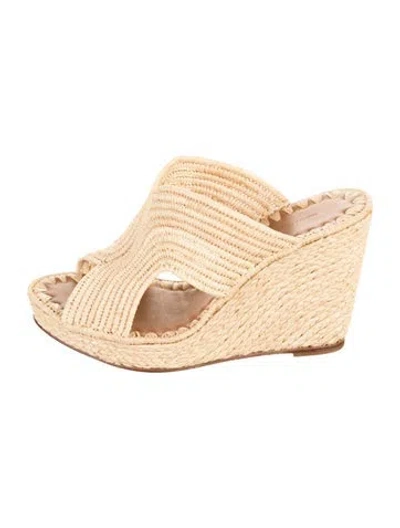 Pre-owned Carrie Forbes Straw Sandals In Neutrals