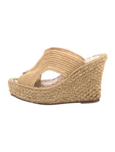 Pre-owned Carrie Forbes Straw Sandals In Neutrals
