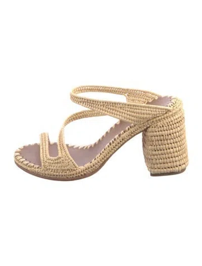 Pre-owned Carrie Forbes Straw Sandals In Neutrals