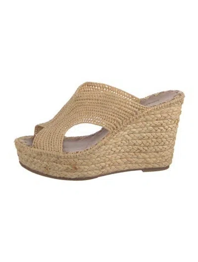 Pre-owned Carrie Forbes Straw Sandals In Neutrals