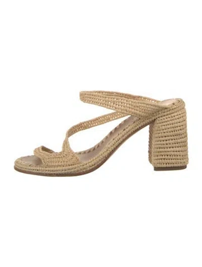 Pre-owned Carrie Forbes Straw Sandals In Neutrals