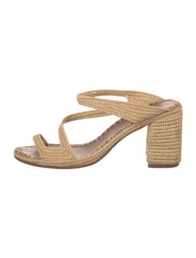 Pre-owned Carrie Forbes Straw Sandals In Neutrals