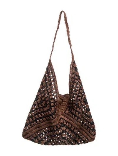 Pre-owned Carrie Forbes Straw Shoulder Bag In Brown