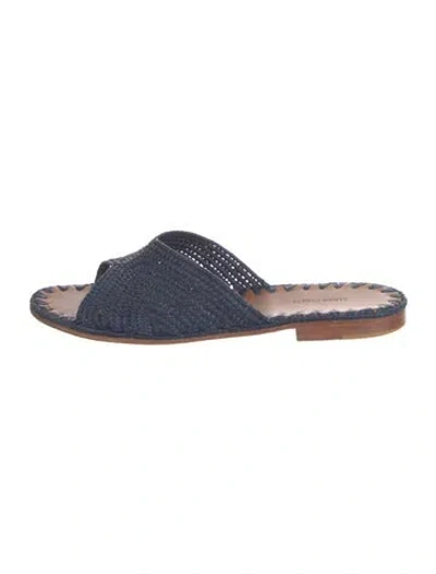 Pre-owned Carrie Forbes Straw Slides In Blue