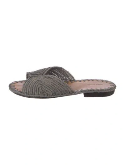 Pre-owned Carrie Forbes Straw Slides In Blue