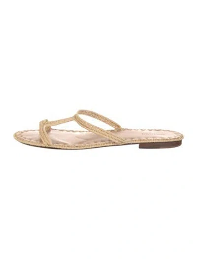 Pre-owned Carrie Forbes Straw Slides In Brown