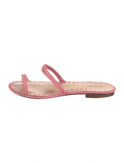 Pre-owned Carrie Forbes Straw Slides In Brown
