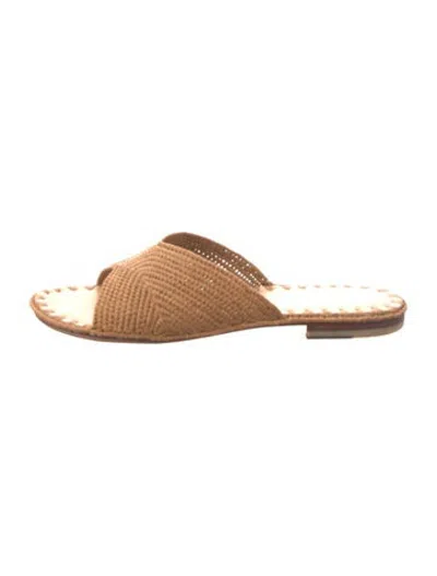 Pre-owned Carrie Forbes Straw Slides In Brown/neutrals