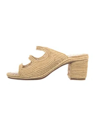 Pre-owned Carrie Forbes Straw Slides In Neutral