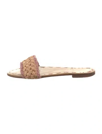 Pre-owned Carrie Forbes Straw Slides In Neutral