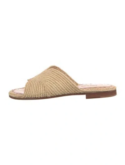 Pre-owned Carrie Forbes Straw Slides In Neutral