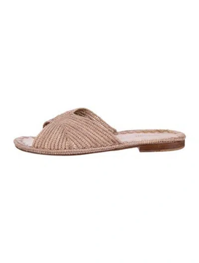 Pre-owned Carrie Forbes Straw Slides In Neutral