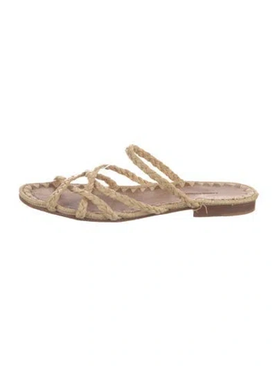 Pre-owned Carrie Forbes Straw Slides In Neutral