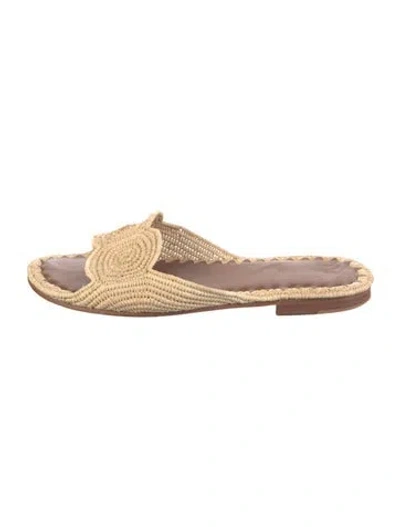 Pre-owned Carrie Forbes Straw Slides In Neutral