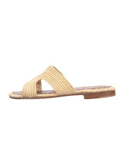 Pre-owned Carrie Forbes Straw Slides In Neutral