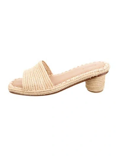 Pre-owned Carrie Forbes Straw Slides In Neutral