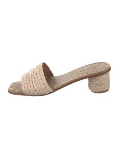 Pre-owned Carrie Forbes Straw Slides In Neutrals