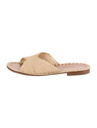 Pre-owned Carrie Forbes Straw Slides In Neutrals