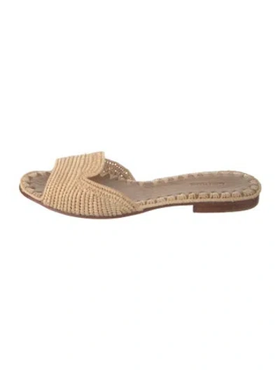 Pre-owned Carrie Forbes Straw Slides In Neutrals