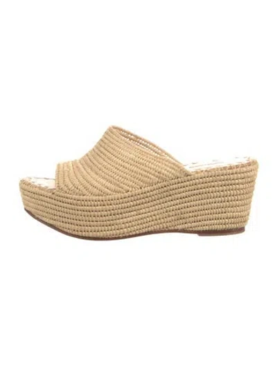 Pre-owned Carrie Forbes Straw Slides In Neutrals