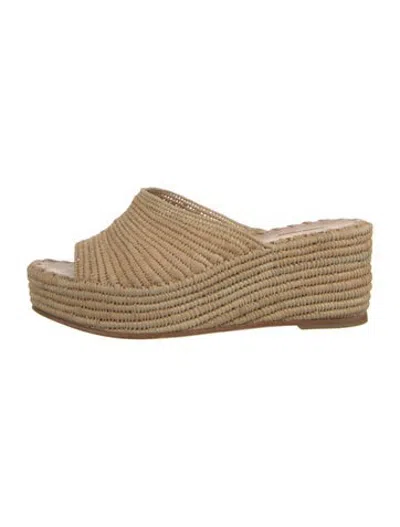 Pre-owned Carrie Forbes Straw Slides In Neutrals