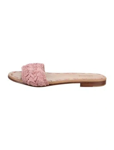 Pre-owned Carrie Forbes Straw Slides In Pink