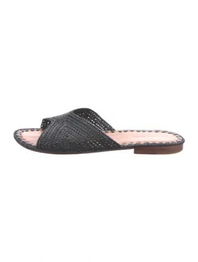 Pre-owned Carrie Forbes Straw Whipstitch Trim Slides In Black