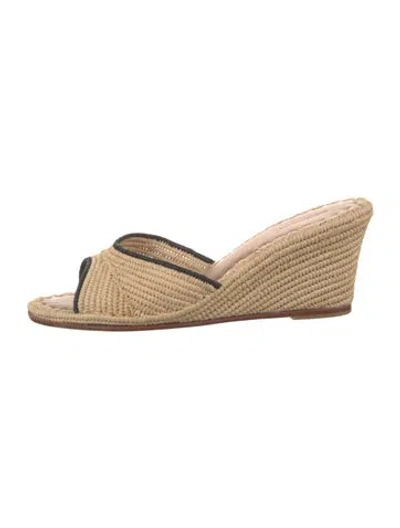 Pre-owned Carrie Forbes Straw Whipstitch Trim Slides In Neutrals