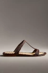 Carrie Forbes Tume Raffia T-strap Slide Sandals In Brown