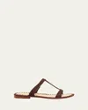 Carrie Forbes Tume Raffia T-strap Slide Sandals In Marron