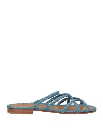 Carrie Forbes Woman Sandals Pastel Blue Size 6 Straw